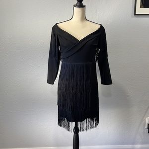 SHEIN Fringe Off-the-Shoulder Cocktail Dress